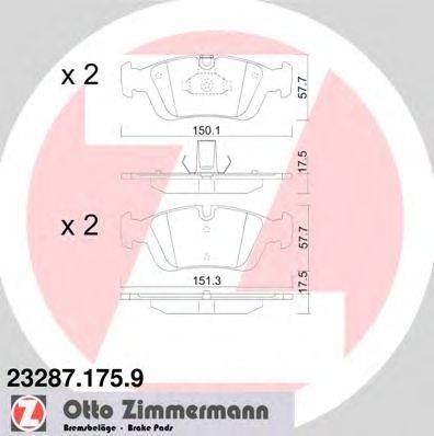 Комплект гальмівних колодок, дискове гальмо ZIMMERMANN 23287.175.9