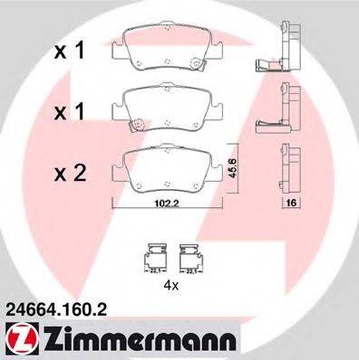Комплект тормозных колодок, дисковый тормоз ZIMMERMANN 24664.160.2