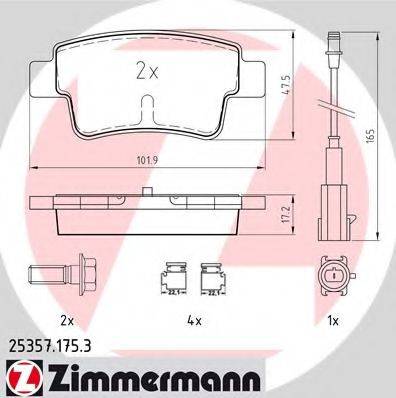 Комплект тормозных колодок, дисковый тормоз ZIMMERMANN 25357.175.3
