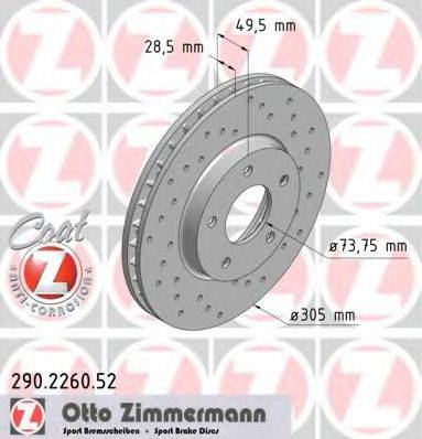 Тормозной диск ZIMMERMANN 290.2260.52