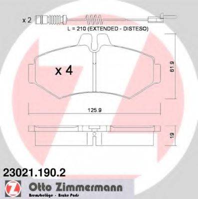 Комплект гальмівних колодок, дискове гальмо ZIMMERMANN 23021.190.2