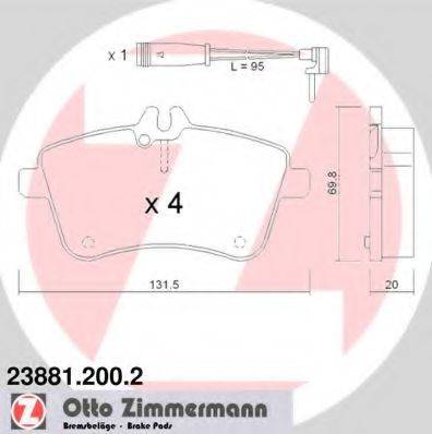 Комплект гальмівних колодок, дискове гальмо ZIMMERMANN 23881.200.2