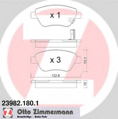 Комплект гальмівних колодок, дискове гальмо ZIMMERMANN 23982.180.1