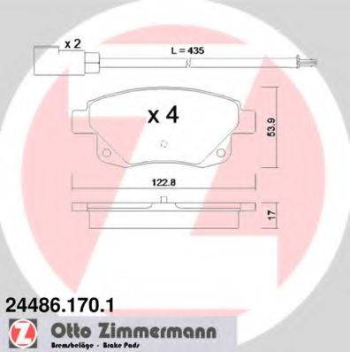 Комплект тормозных колодок, дисковый тормоз ZIMMERMANN 24486.170.1