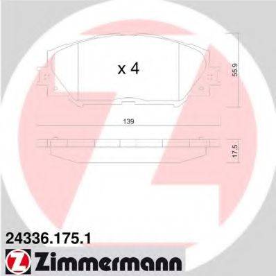 Комплект тормозных колодок, дисковый тормоз ZIMMERMANN 24336.175.1