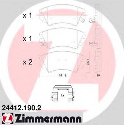 Комплект гальмівних колодок, дискове гальмо ZIMMERMANN 24412.190.2