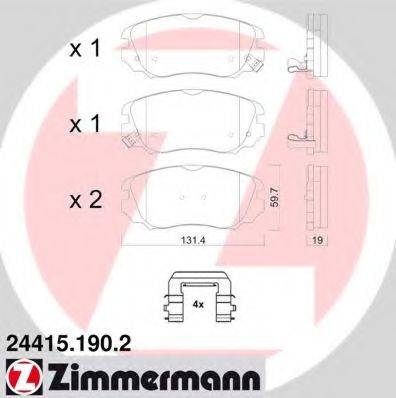 Комплект тормозных колодок, дисковый тормоз ZIMMERMANN 24415.190.2