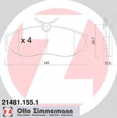 Комплект тормозных колодок, дисковый тормоз ZIMMERMANN 21481.155.1