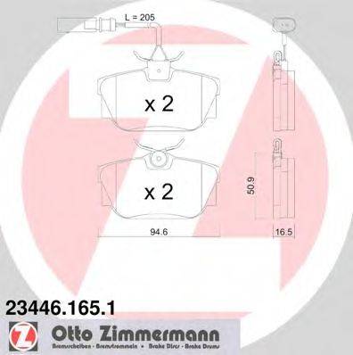 Комплект тормозных колодок, дисковый тормоз ZIMMERMANN 23446.165.1