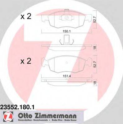 Комплект тормозных колодок, дисковый тормоз ZIMMERMANN 23552.180.1
