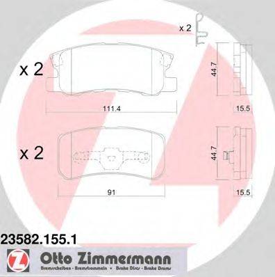 Комплект гальмівних колодок, дискове гальмо ZIMMERMANN 23582.155.1