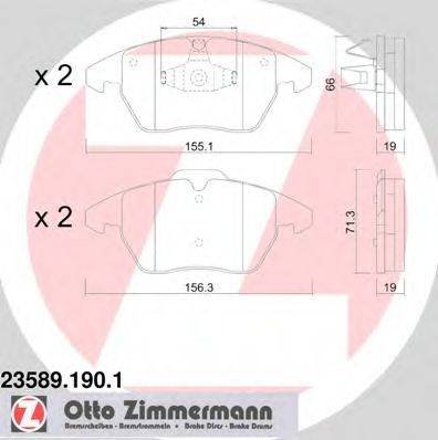Комплект тормозных колодок, дисковый тормоз ZIMMERMANN 23589.190.1
