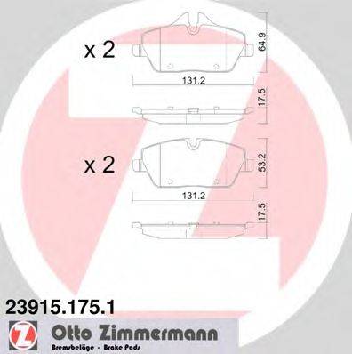 Комплект гальмівних колодок, дискове гальмо ZIMMERMANN 23915.175.1