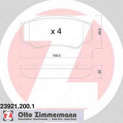 Комплект гальмівних колодок, дискове гальмо ZIMMERMANN 23921.200.1