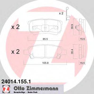 Комплект гальмівних колодок, дискове гальмо ZIMMERMANN 24014.155.1