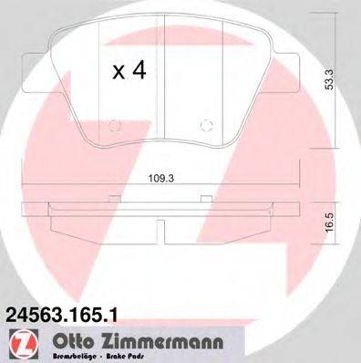 Комплект гальмівних колодок, дискове гальмо ZIMMERMANN 24563.165.1