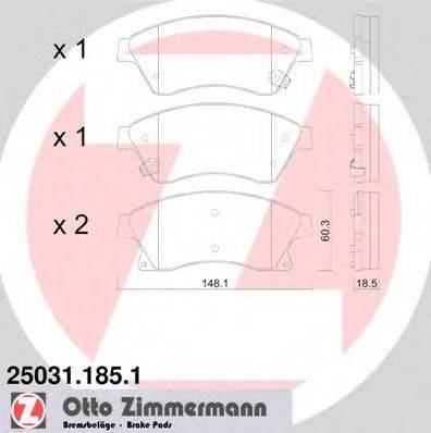 Комплект тормозных колодок, дисковый тормоз ZIMMERMANN 25031.185.1