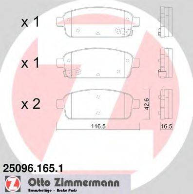 Комплект тормозных колодок, дисковый тормоз ZIMMERMANN 25096.165.1