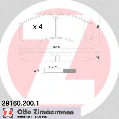 Комплект тормозных колодок, дисковый тормоз ZIMMERMANN 29160.200.1