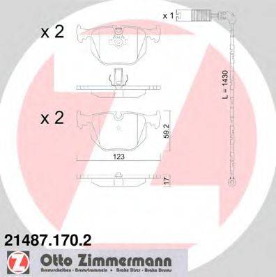Комплект тормозных колодок, дисковый тормоз ZIMMERMANN 21487.170.2