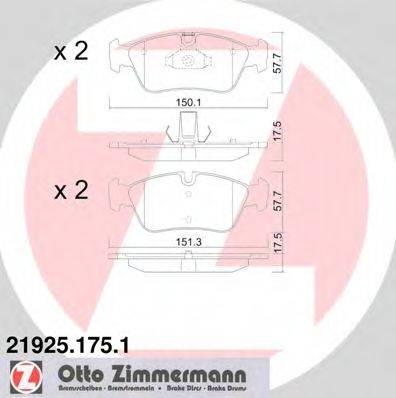 Комплект тормозных колодок, дисковый тормоз ZIMMERMANN 21925.175.1