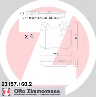 Комплект гальмівних колодок, дискове гальмо ZIMMERMANN 23157.160.2