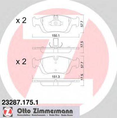 Комплект гальмівних колодок, дискове гальмо ZIMMERMANN 23287.175.1