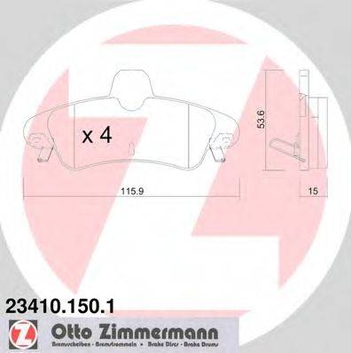 Комплект гальмівних колодок, дискове гальмо ZIMMERMANN 23410.150.1