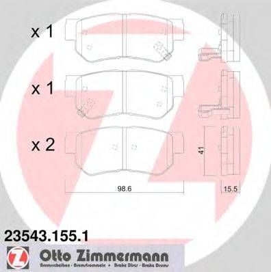 Комплект тормозных колодок, дисковый тормоз ZIMMERMANN 23543.155.1