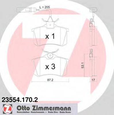 Комплект гальмівних колодок, дискове гальмо ZIMMERMANN 23554.170.2