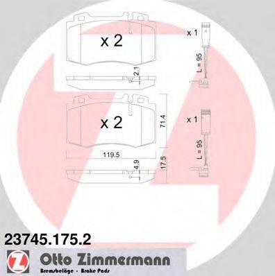Комплект гальмівних колодок, дискове гальмо ZIMMERMANN 23745.175.2