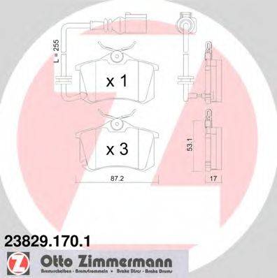 Комплект гальмівних колодок, дискове гальмо ZIMMERMANN 23829.170.1