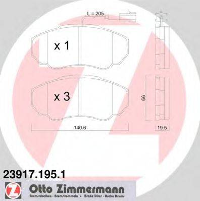 Комплект гальмівних колодок, дискове гальмо ZIMMERMANN 23917.195.1