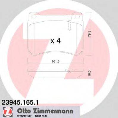 Комплект тормозных колодок, дисковый тормоз ZIMMERMANN 23945.165.1