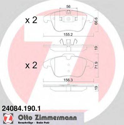 Комплект гальмівних колодок, дискове гальмо ZIMMERMANN 24084.190.1