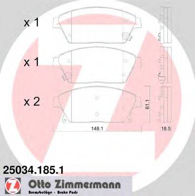 Комплект тормозных колодок, дисковый тормоз ZIMMERMANN 25034.185.1