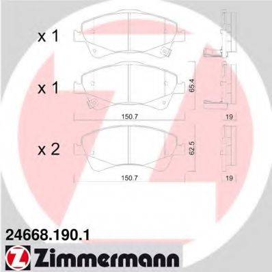 Комплект гальмівних колодок, дискове гальмо ZIMMERMANN 24668.190.1