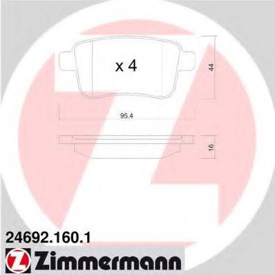 Комплект тормозных колодок, дисковый тормоз ZIMMERMANN 24692.160.1