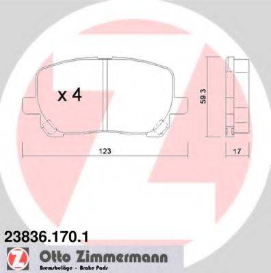 Комплект тормозных колодок, дисковый тормоз ZIMMERMANN 23836.170.1