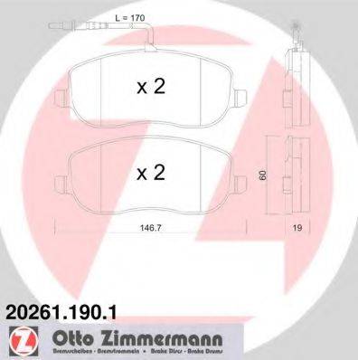 Комплект тормозных колодок, дисковый тормоз ZIMMERMANN 20261.190.1