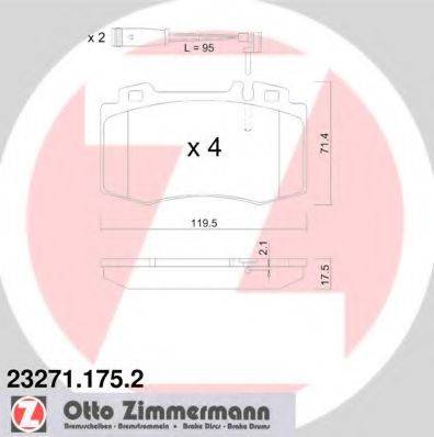 Комплект гальмівних колодок, дискове гальмо ZIMMERMANN 23271.175.2