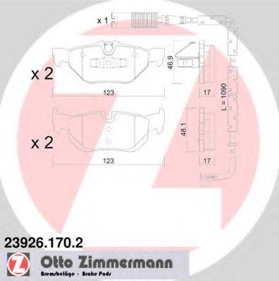 Комплект гальмівних колодок, дискове гальмо ZIMMERMANN 23926.170.2