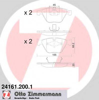 Комплект гальмівних колодок, дискове гальмо ZIMMERMANN 24161.200.1
