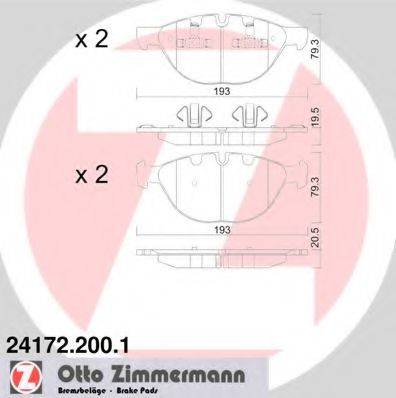 Комплект тормозных колодок, дисковый тормоз ZIMMERMANN 24172.200.1