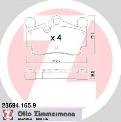 Комплект тормозных колодок, дисковый тормоз ZIMMERMANN 23694.165.9