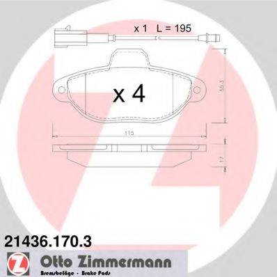 Комплект гальмівних колодок, дискове гальмо ZIMMERMANN 21436.170.3