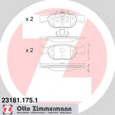 Комплект гальмівних колодок, дискове гальмо ZIMMERMANN 23181.175.1