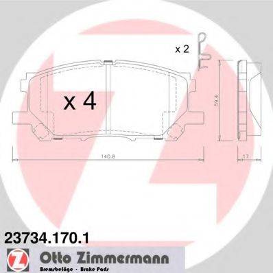 Комплект тормозных колодок, дисковый тормоз ZIMMERMANN 23734.170.1