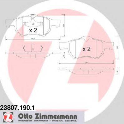 Комплект тормозных колодок, дисковый тормоз ZIMMERMANN 23807.190.1