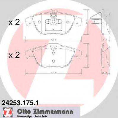 Комплект гальмівних колодок, дискове гальмо ZIMMERMANN 24253.175.1